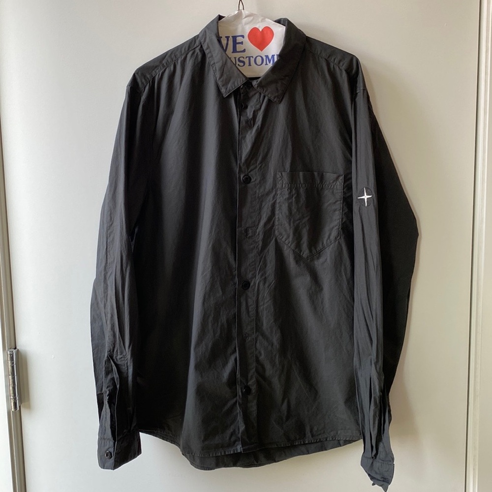 Stone Island men’s large gray cotton long sleeve button down shirt